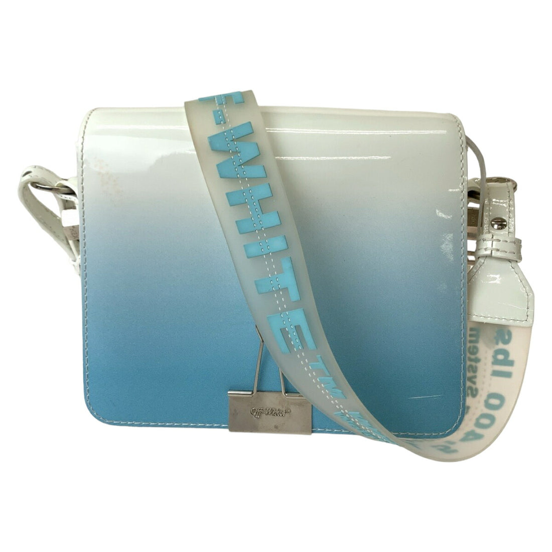 Off-White Patent Binder Clip Shoulder Bag