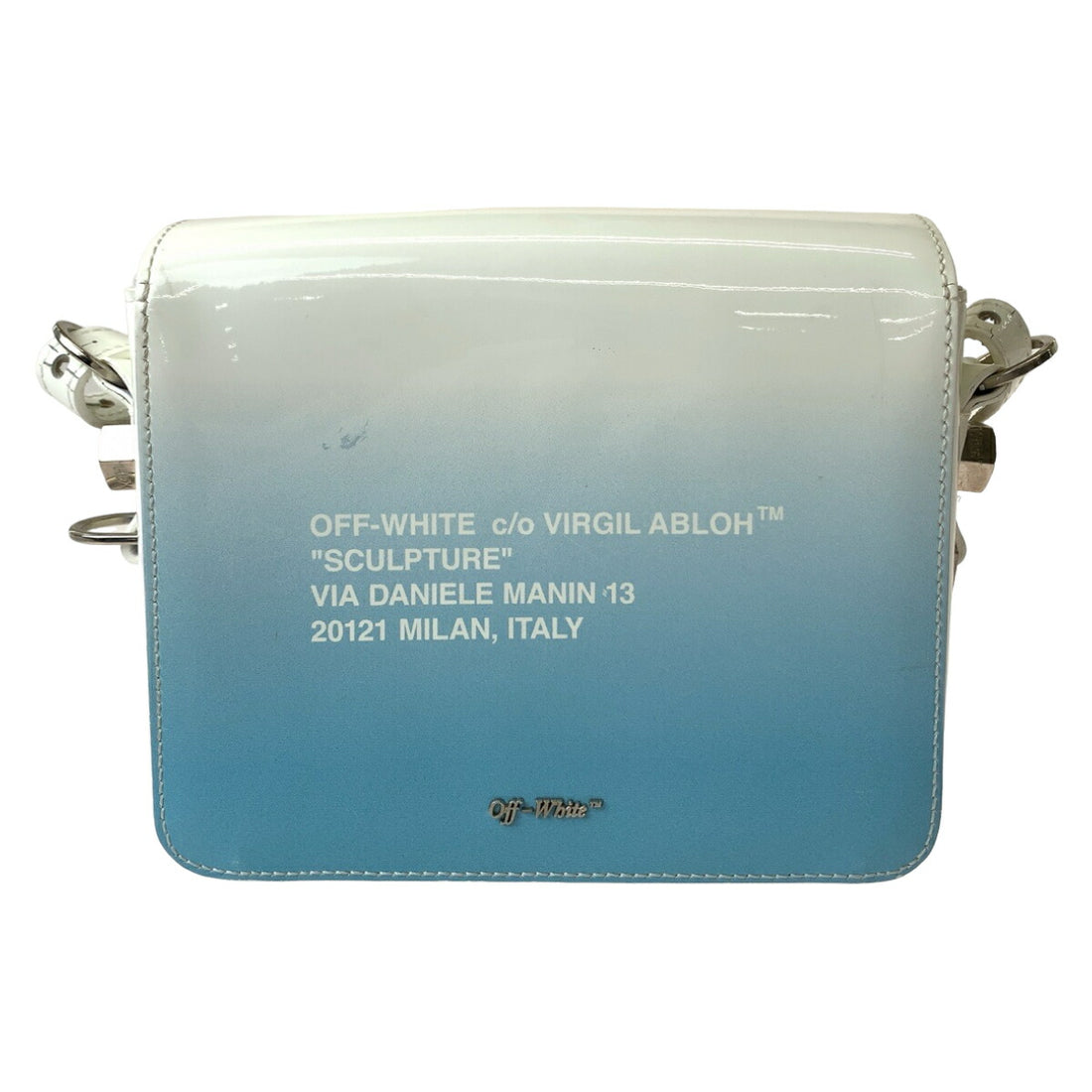 Off-White Patent Binder Clip Shoulder Bag