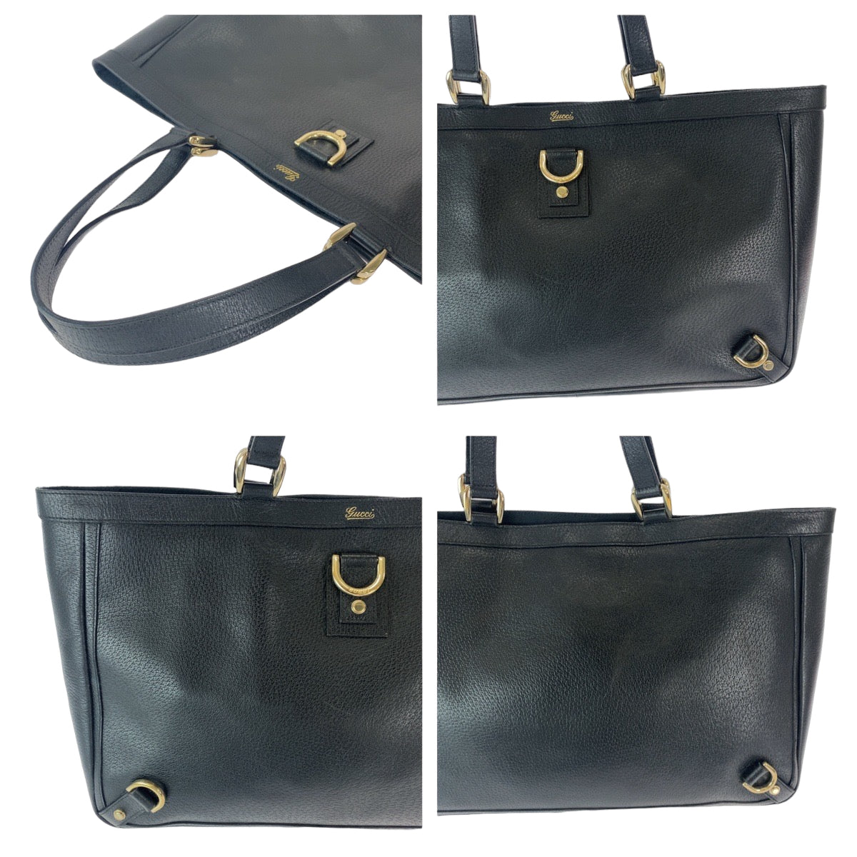 Gucci Leather Abbey Tote Bag Black Gold