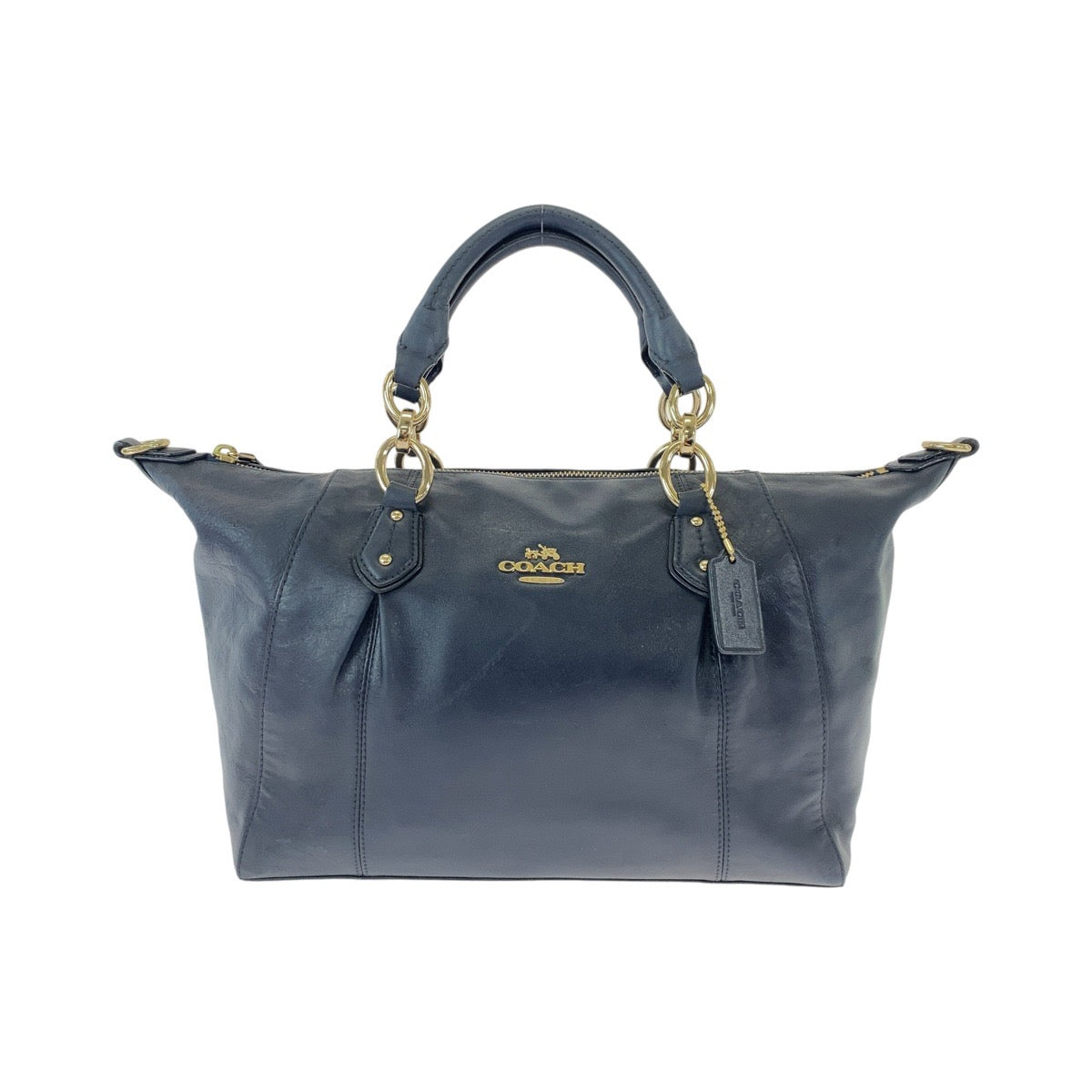 Coach Leather Tote Bag Navy Gold Hardware in Very Good Condition