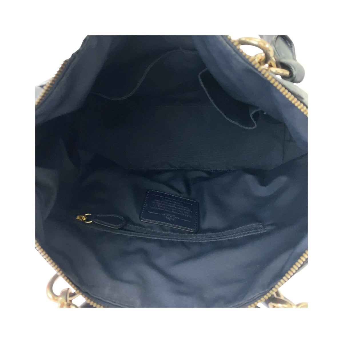 Coach Leather Tote Bag Navy Gold Hardware in Very Good Condition