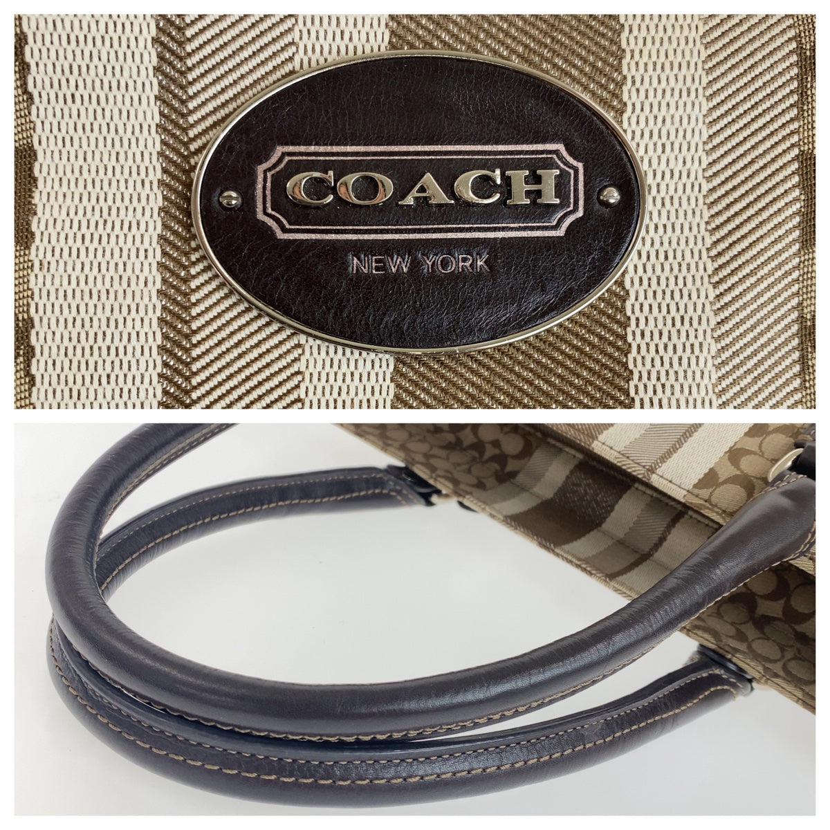 Coach Mini Signature Canvas/Leather Tote Bag with Tassel Fringe in Very Good Condition