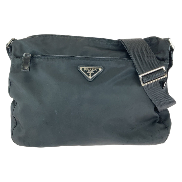 Prada Nylon Tessuto Logo Plate Shoulder Bag