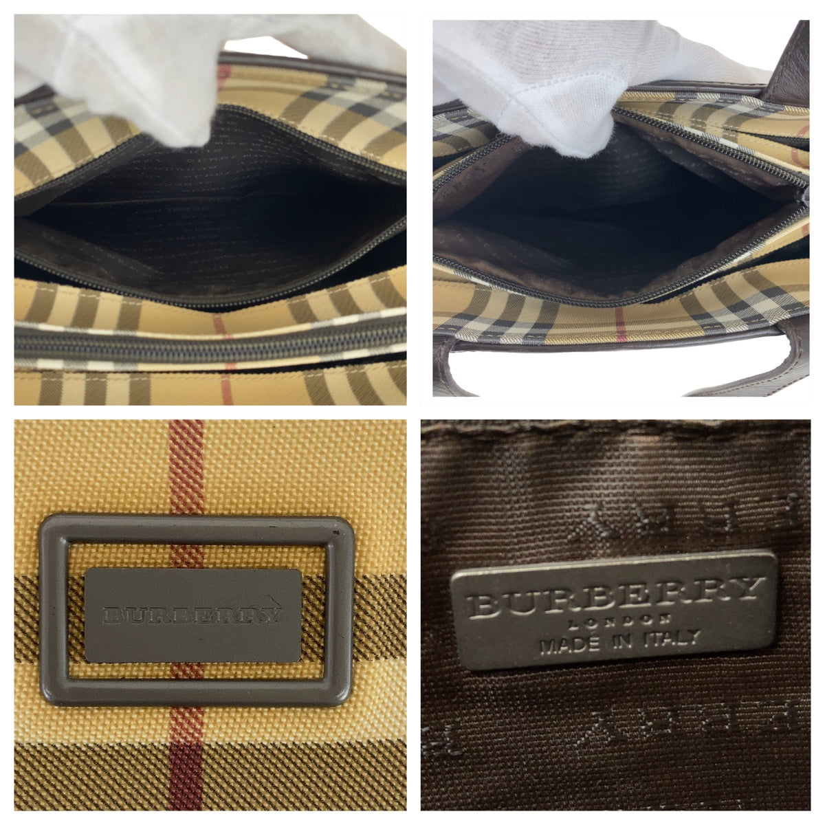 Burberry Check Canvas Tote Bag in Very Good Condition