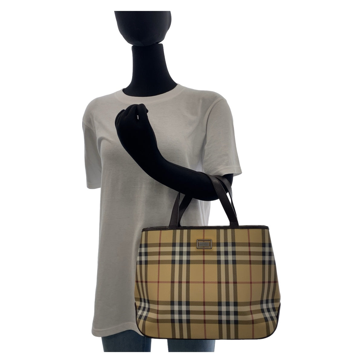 Burberry Check Canvas Tote Bag in Very Good Condition