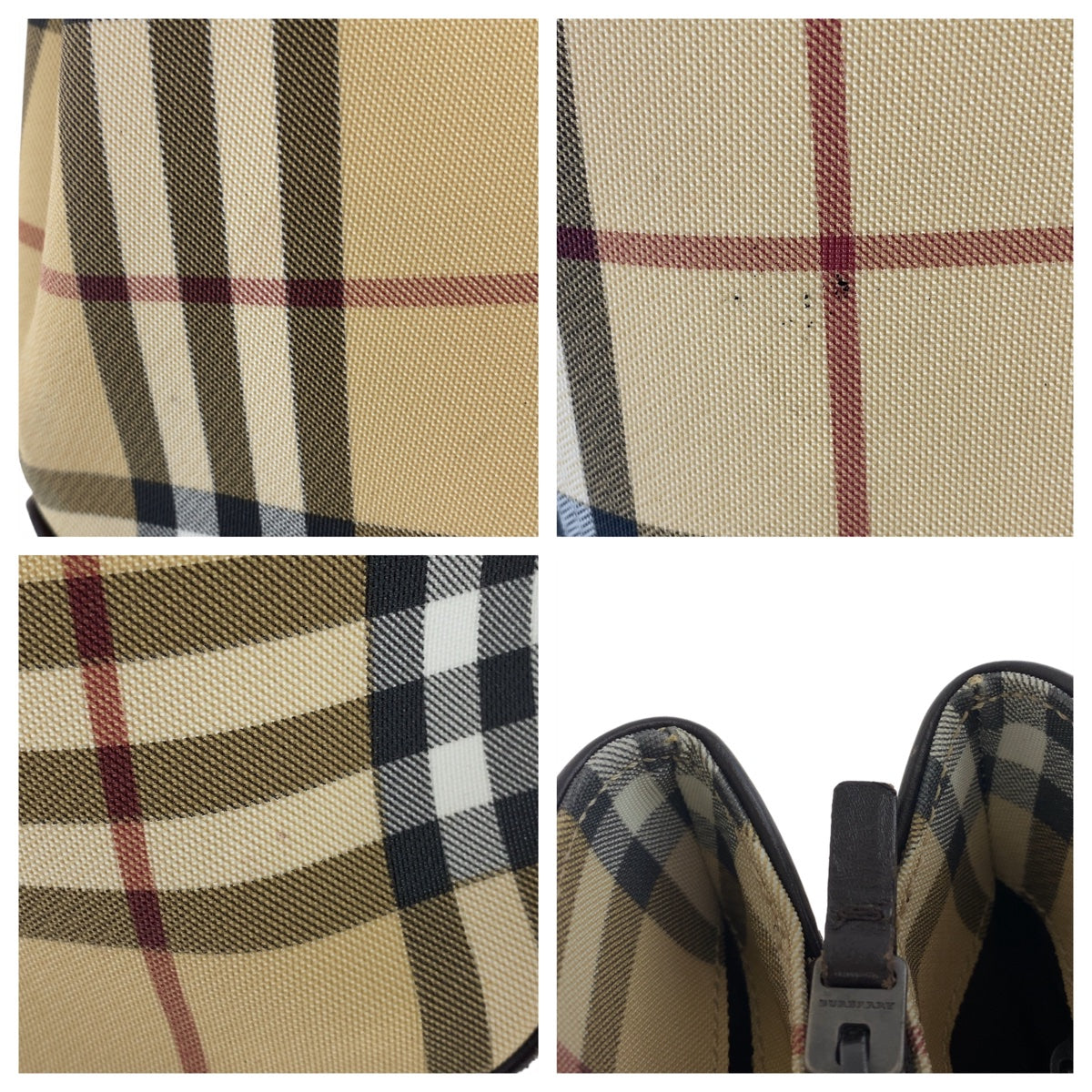 Burberry Canvas Checkered Tote Bag in Very Good Condition