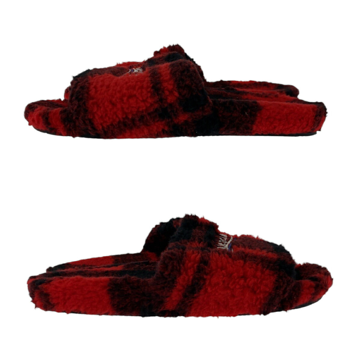 Balenciaga Fur Slide Checkered Slippers