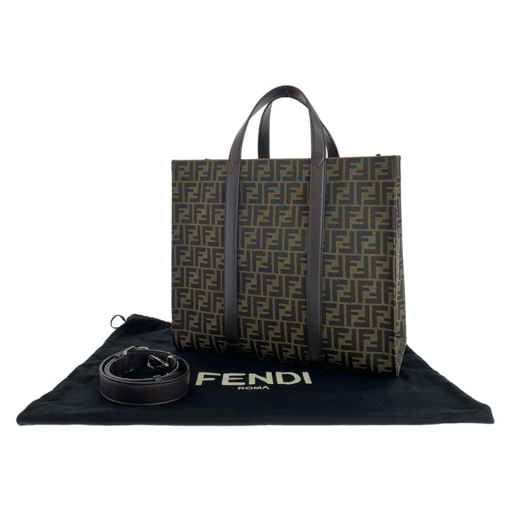 Fendi Zucca Canvas Leather Tote Bag in Excellent Condition