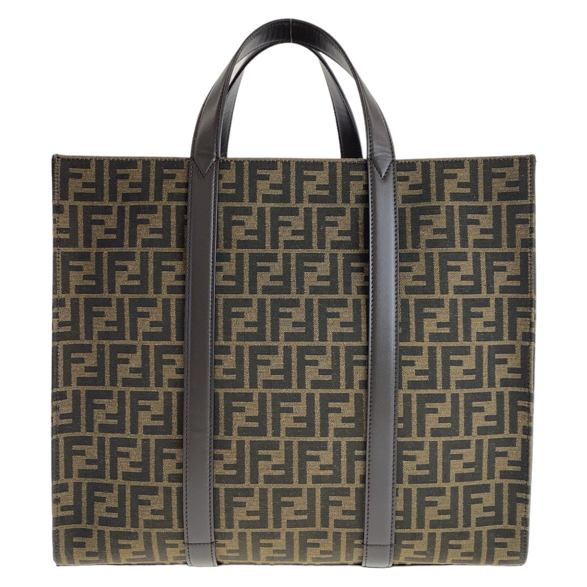 Fendi Zucca Canvas Leather Tote Bag