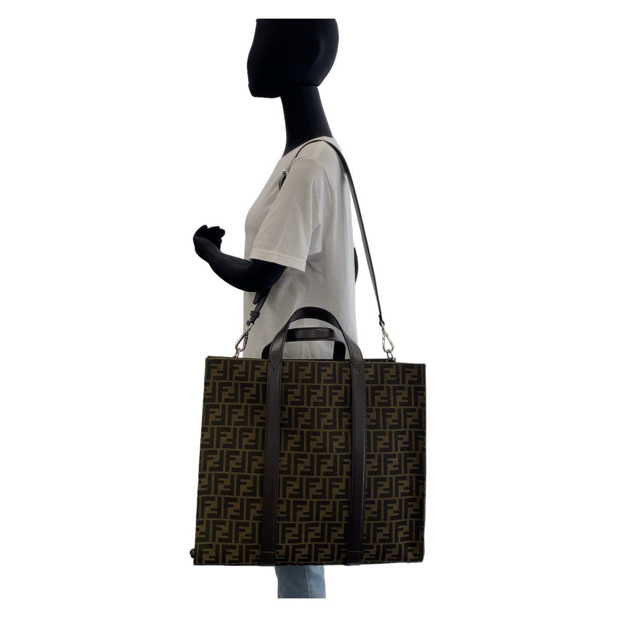 Fendi Zucca Canvas/Leather Tote Bag 7VA390 in Excellent Condition