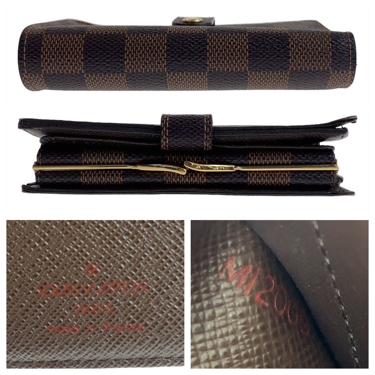 Louis Vuitton Damier Portefeuille Viennois Compact Wallet N61674 in Very Good Condition