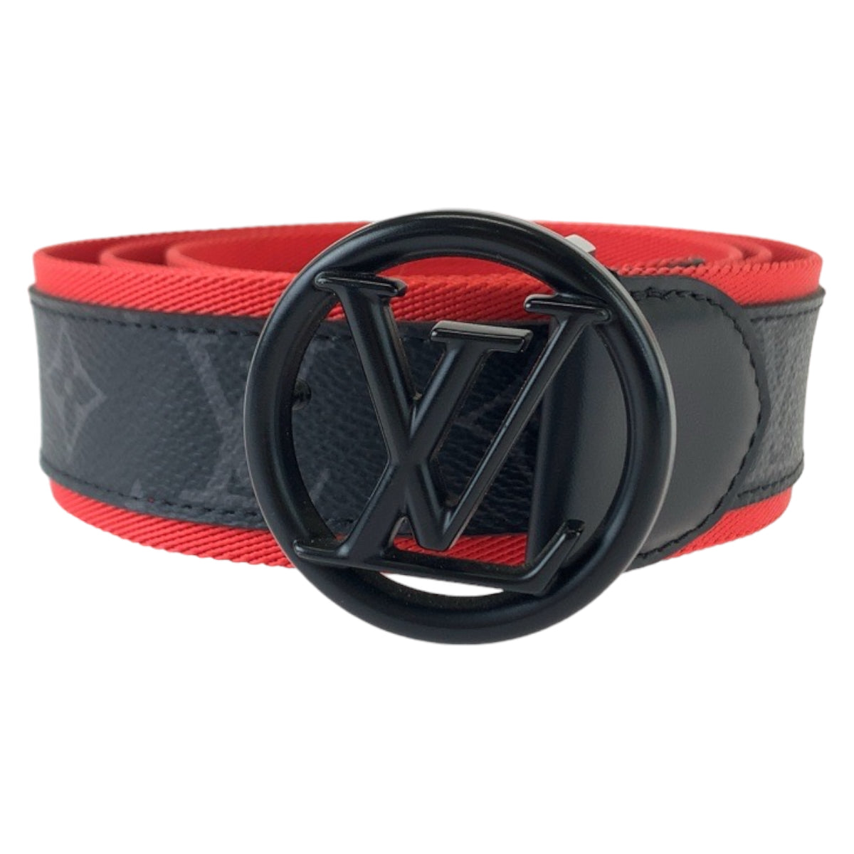 Louis Vuitton Monogram Eclipse Belt Black Red PVC