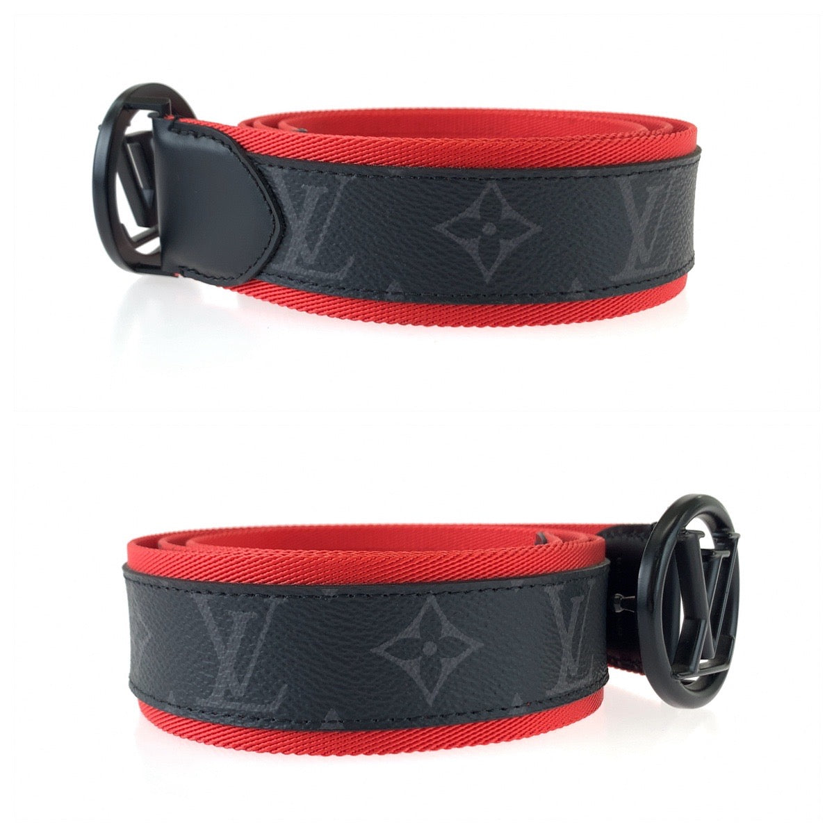 Louis Vuitton Monogram Eclipse Belt Black Red PVC