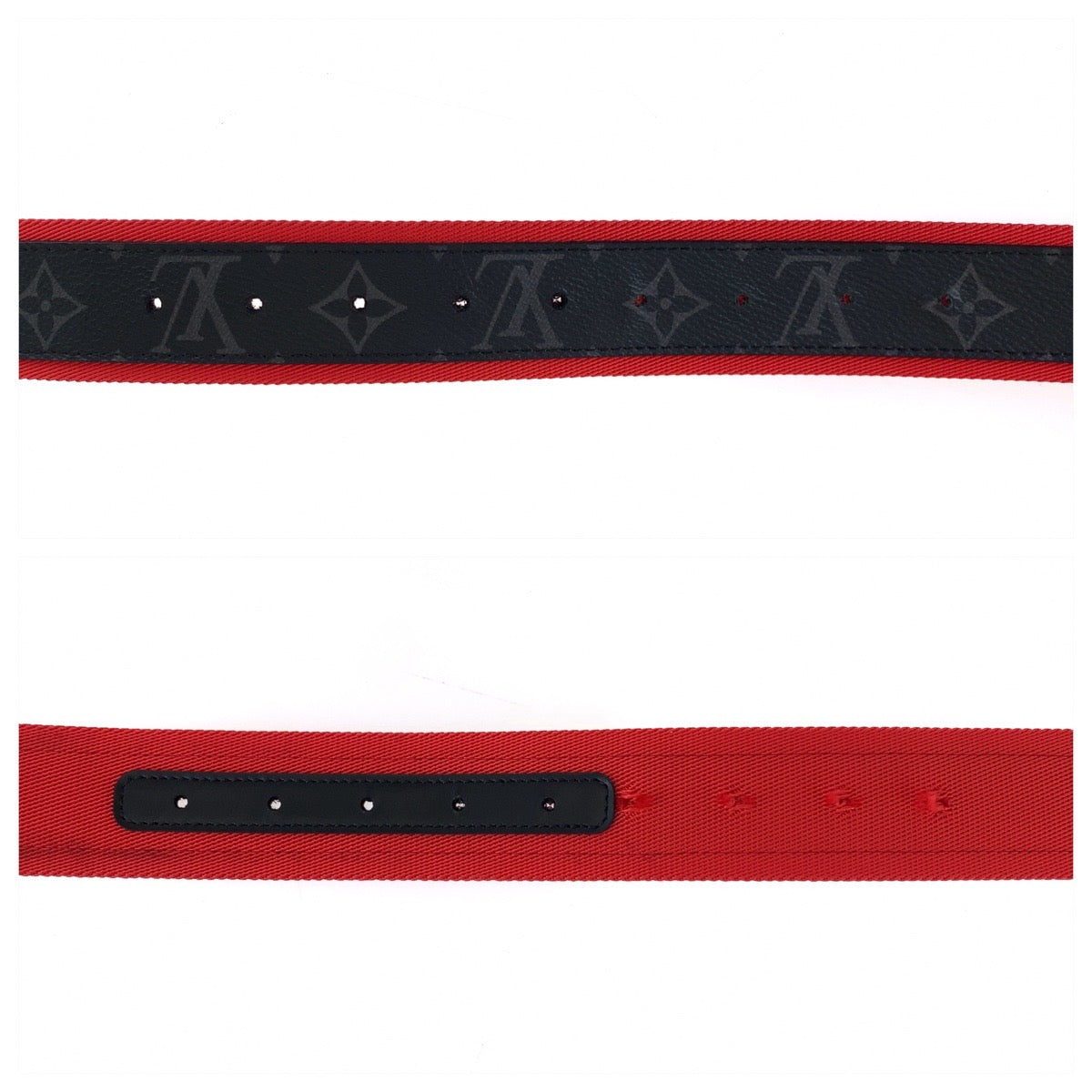 Louis Vuitton Monogram Eclipse Belt Black Red PVC