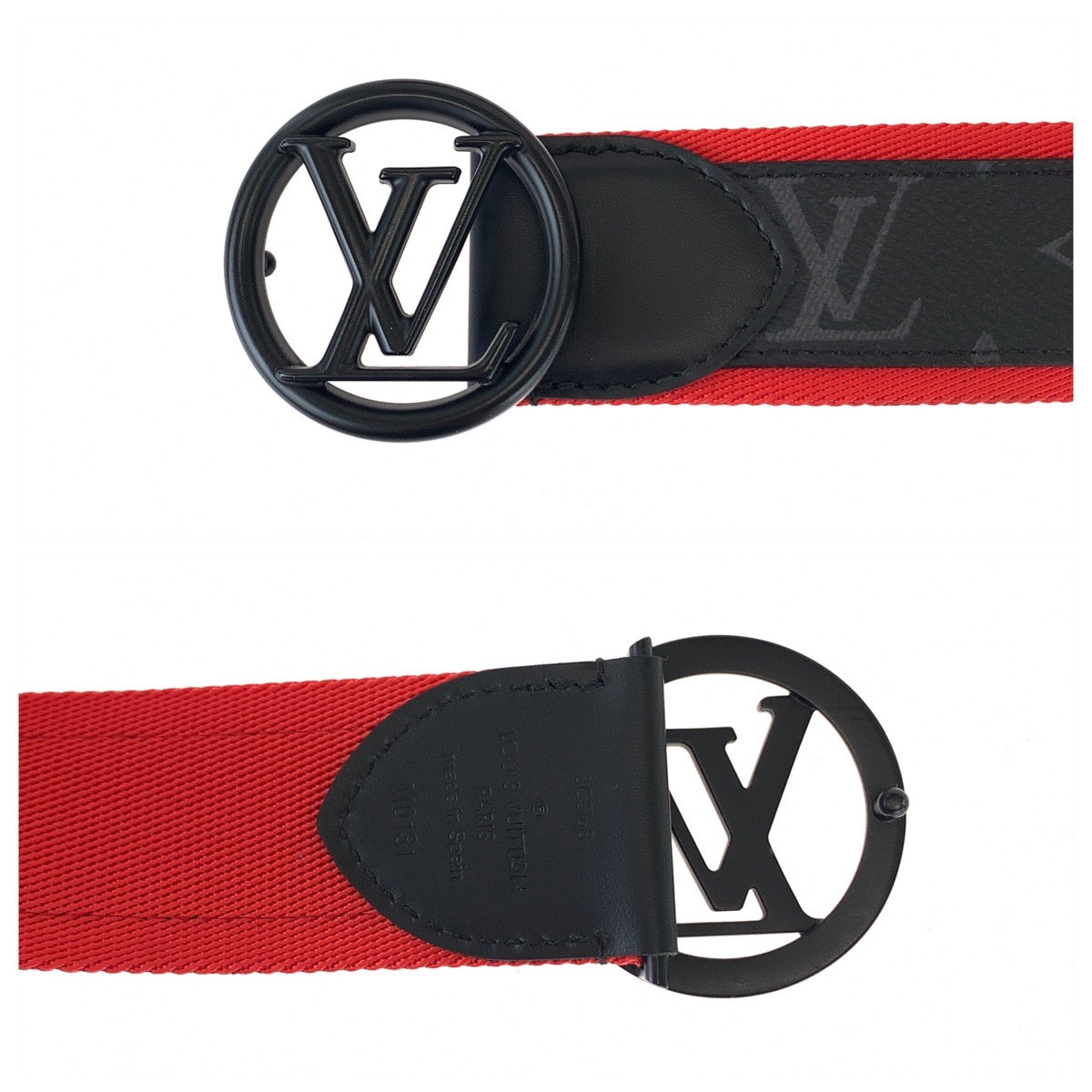 Louis Vuitton Monogram Eclipse Belt Black Red PVC