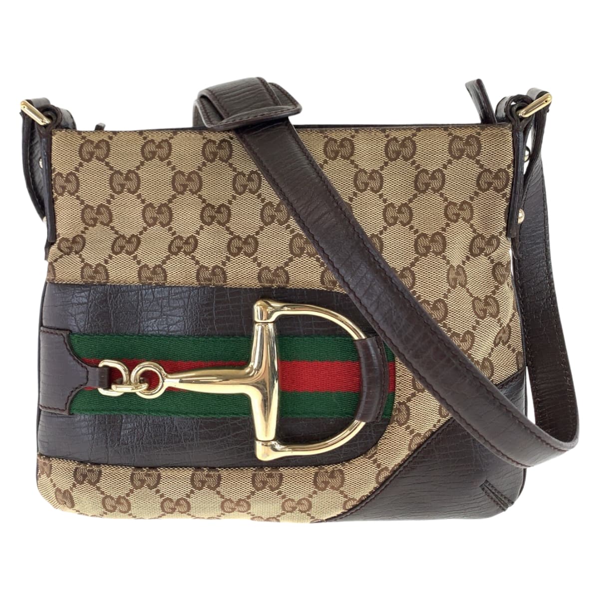 Gucci GG Canvas Horsebit Shoulder Bag 141506 in Very Good Condition