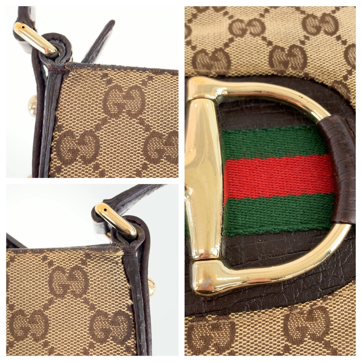 Gucci GG Canvas Horsebit Shoulder Bag 141506 in Very Good Condition