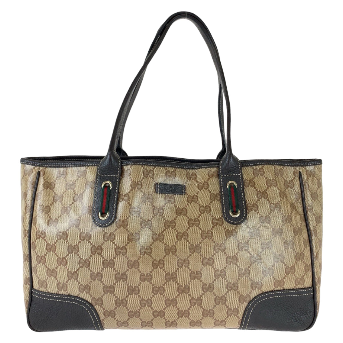 Gucci GG Canvas Leather Crystal Tote Bag