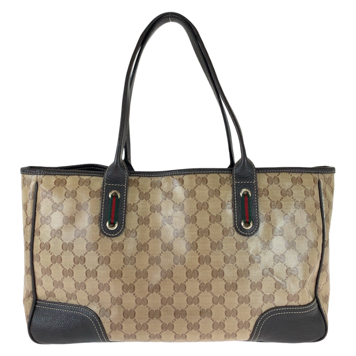 Gucci GG Canvas Leather Crystal Sherry Line Tote Bag in Very Good Condition