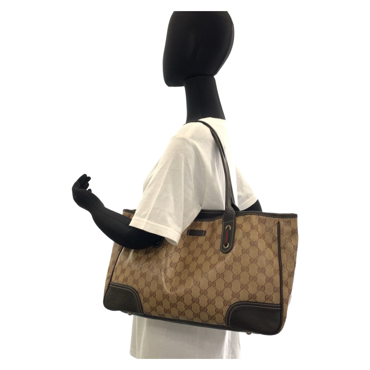 Gucci GG Canvas Leather Crystal Sherry Line Tote Bag in Very Good Condition