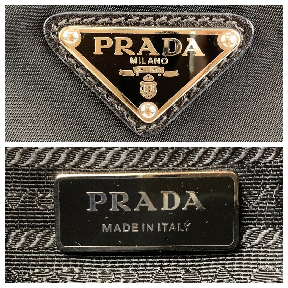 Prada Nylon Leather Tessuto Logo Tote Bag