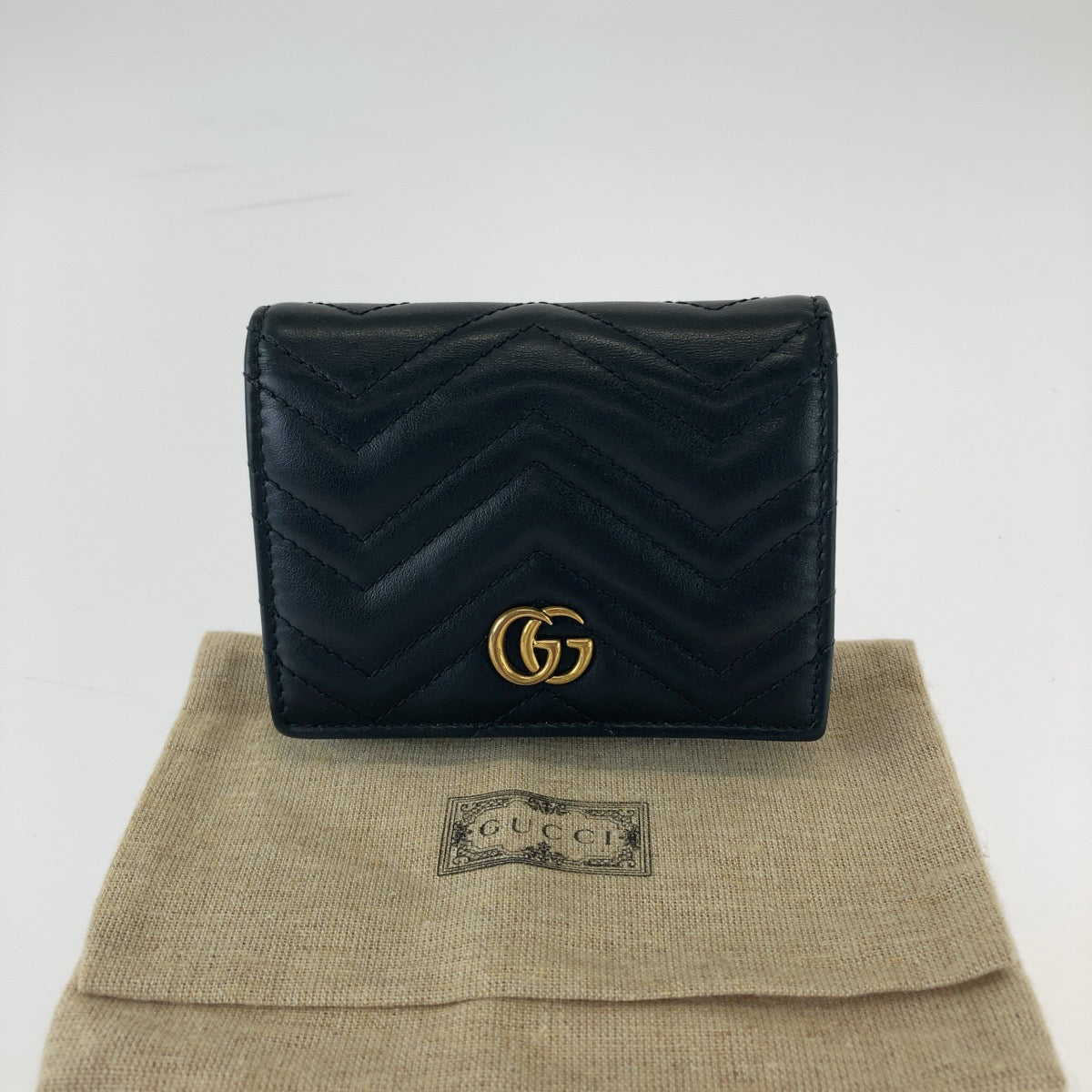 Gucci Leather GG Marmont Compact Wallet 466492 in Great Condition