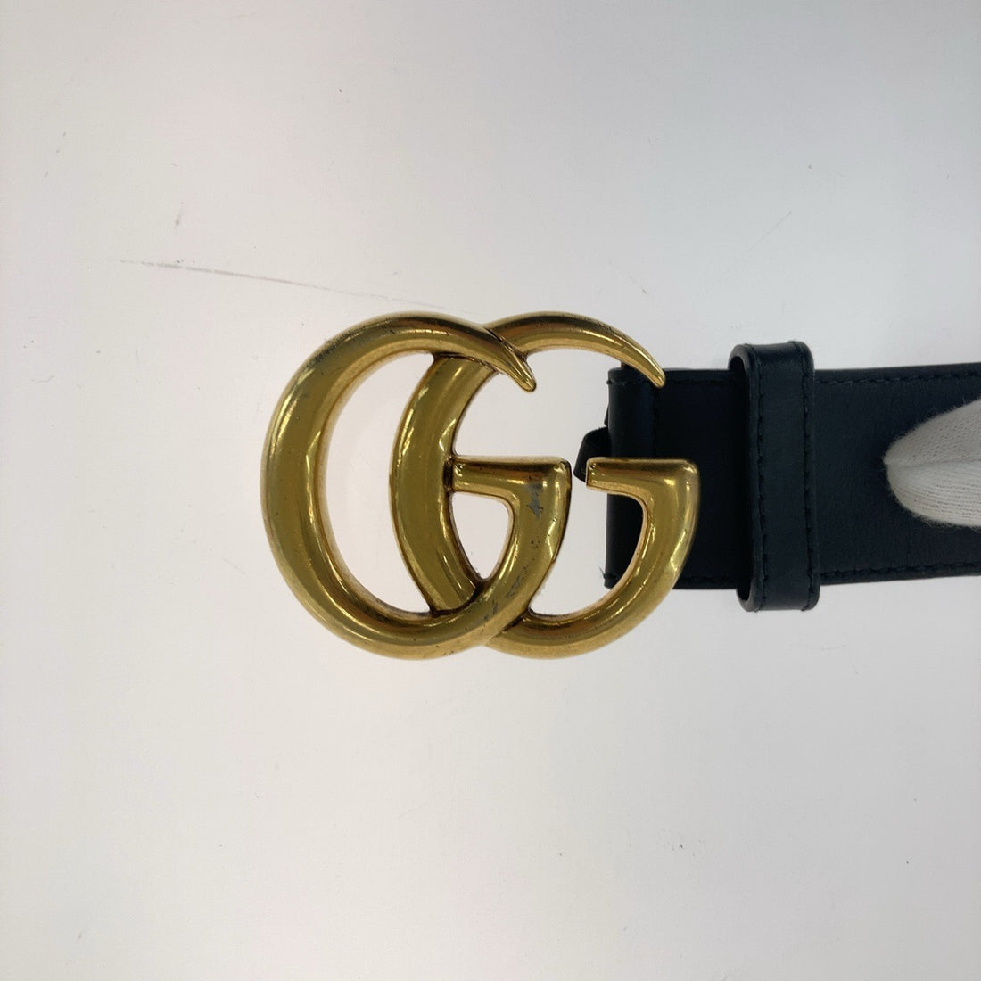 Gucci Leather GG Marmont Belt Black Gold