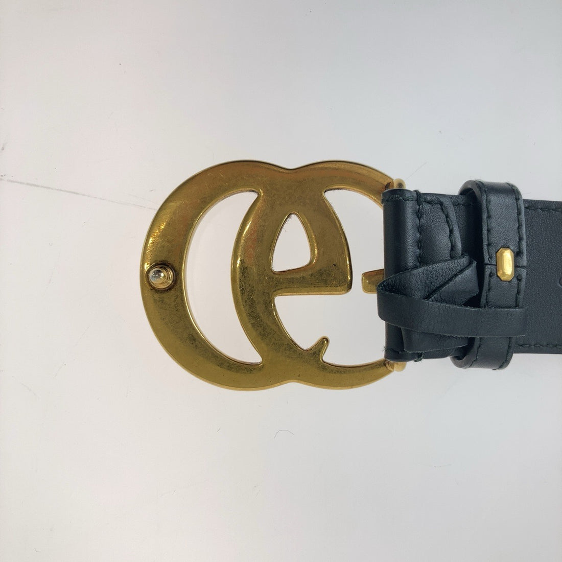 Gucci Leather GG Marmont Belt Black Gold