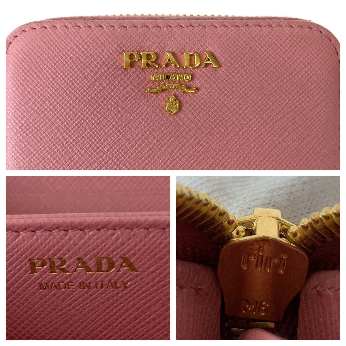 Prada Leather Coin Case Compact Wallet 1MM268 in Very Good Condition