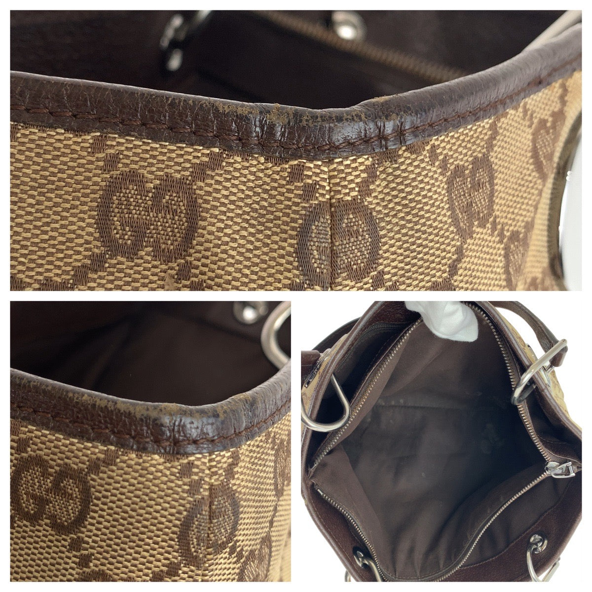 Gucci GG Canvas/Leather Tote Bag 120837 in Very Good Condition