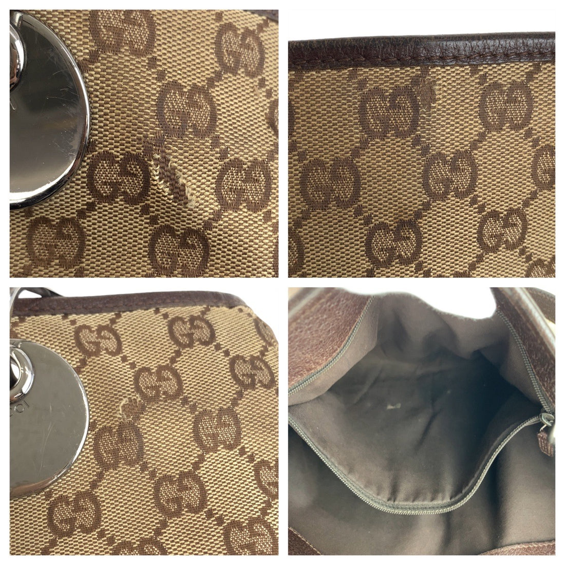 Gucci GG Canvas Leather Tote Bag