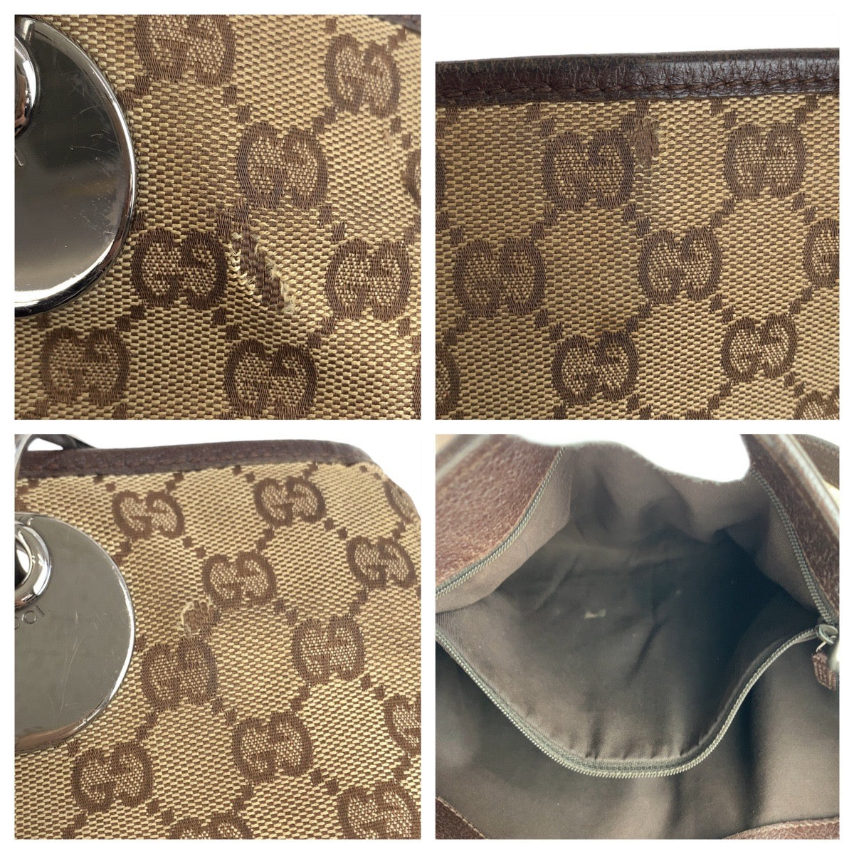 Gucci GG Canvas/Leather Tote Bag 120837 in Very Good Condition