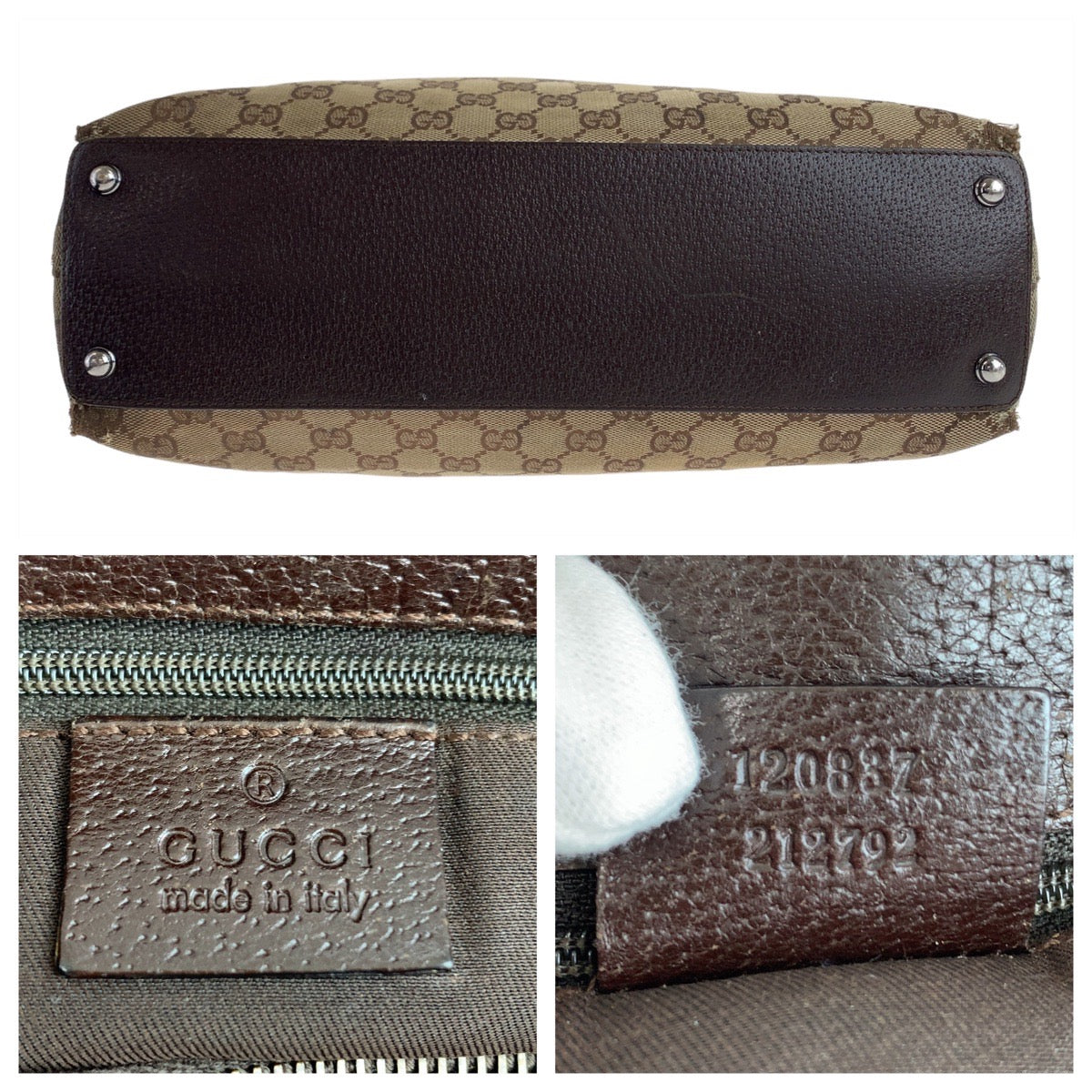 Gucci GG Canvas Leather Tote Bag