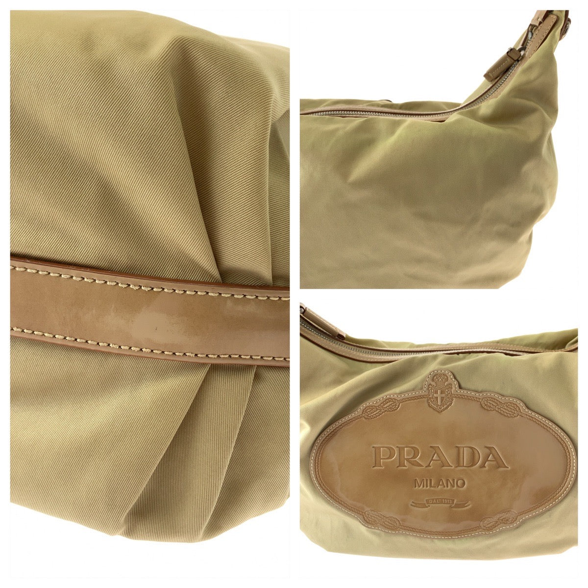 Prada Tessuto Logo Jacquard Nylon Shoulder Bag 408035 in Very Good Condition