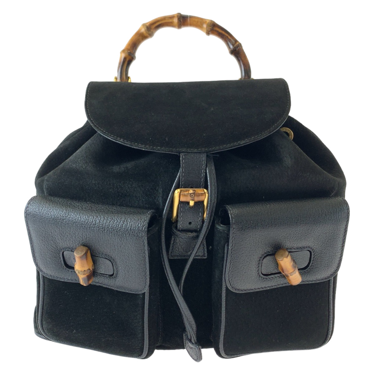 Gucci Suede/Leather Bamboo Backpack 00328580016 in Very Good Condition