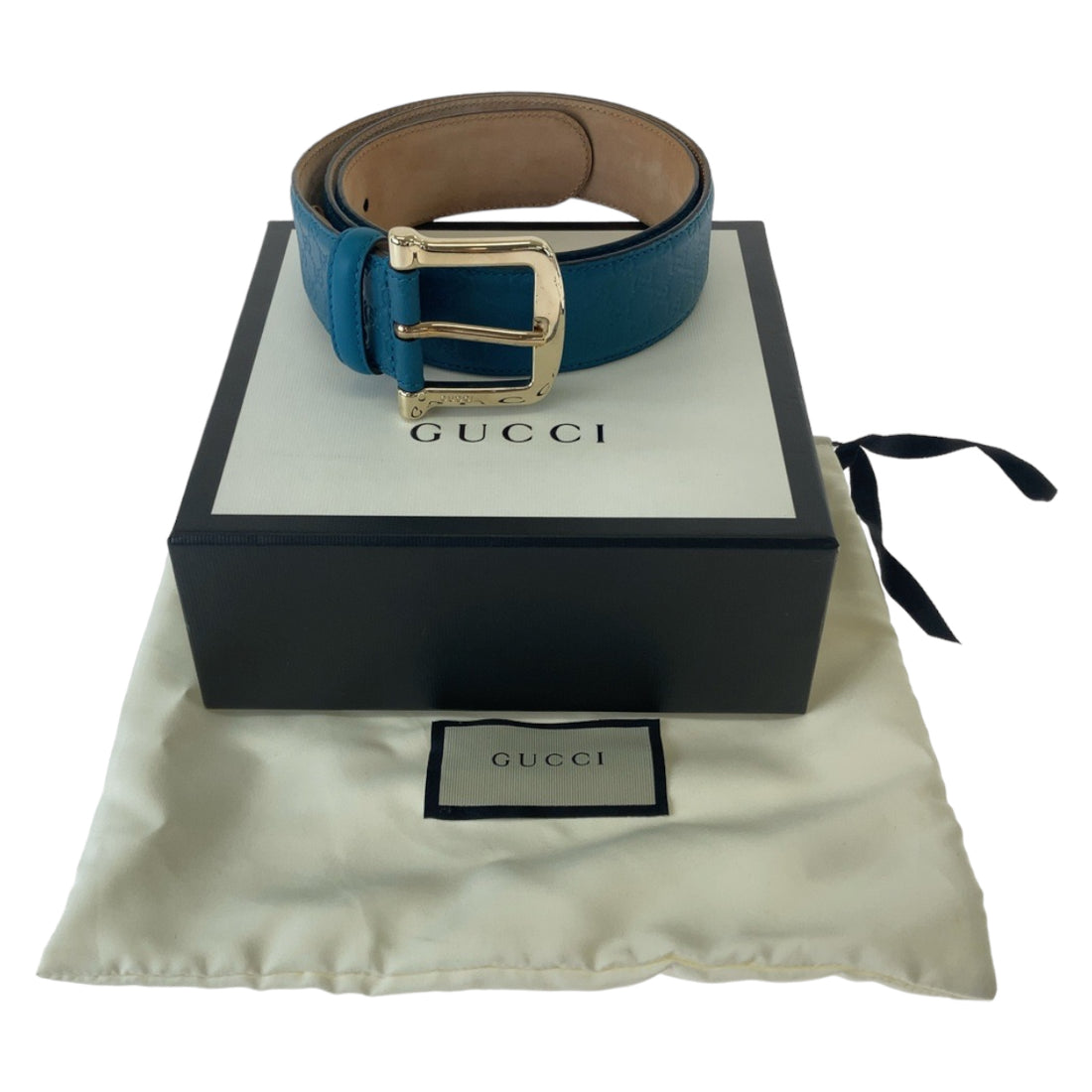 Gucci Leather Micro GG Belt Blue