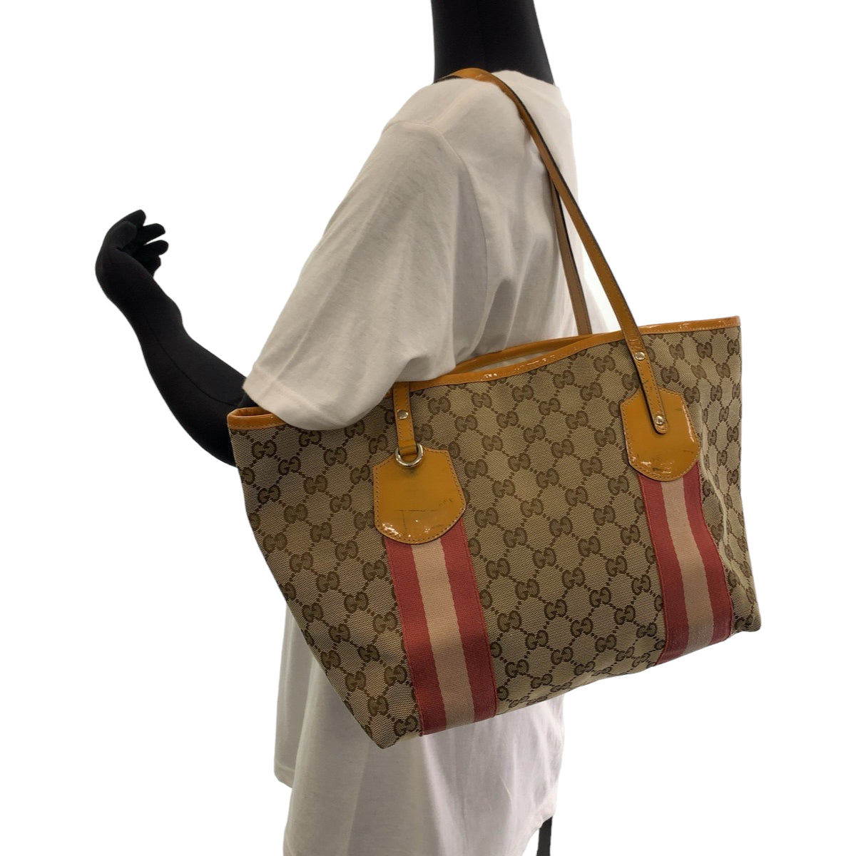 Gucci GG Canvas Sherry Line Tote Bag 211972 in Very Good Condition