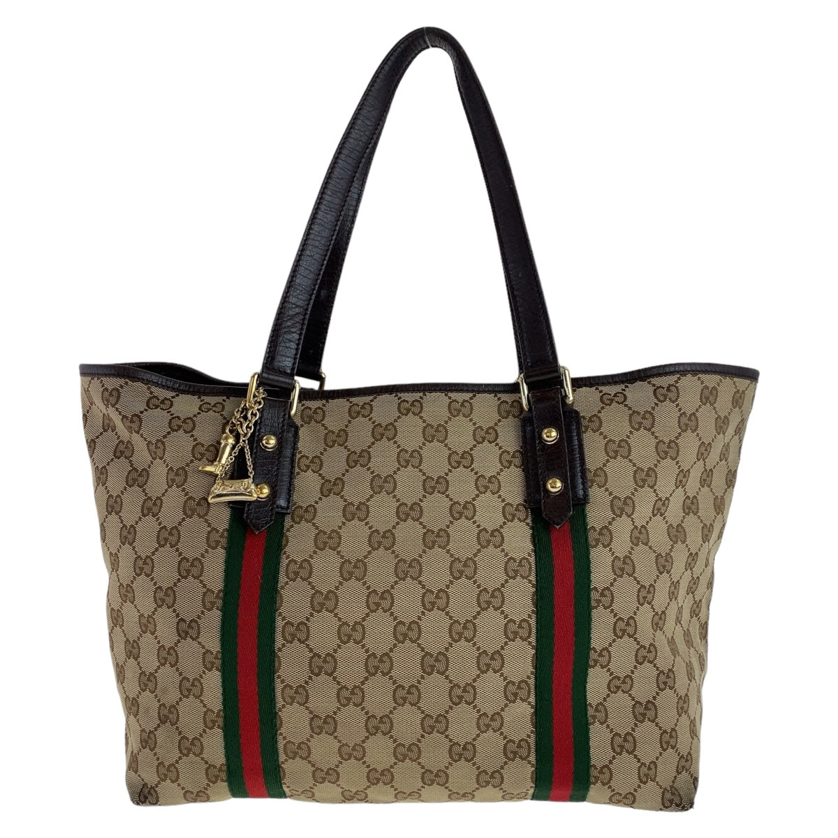 Gucci GG Canvas Leather Tote Bag