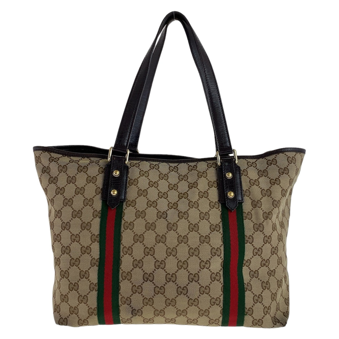 Gucci GG Canvas Leather Tote Bag