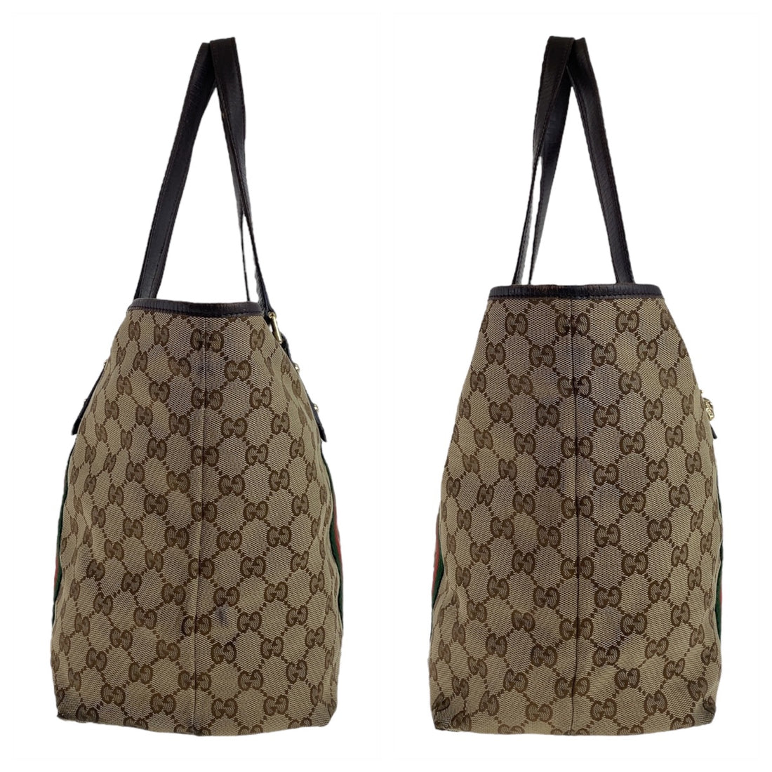 Gucci GG Canvas Leather Tote Bag