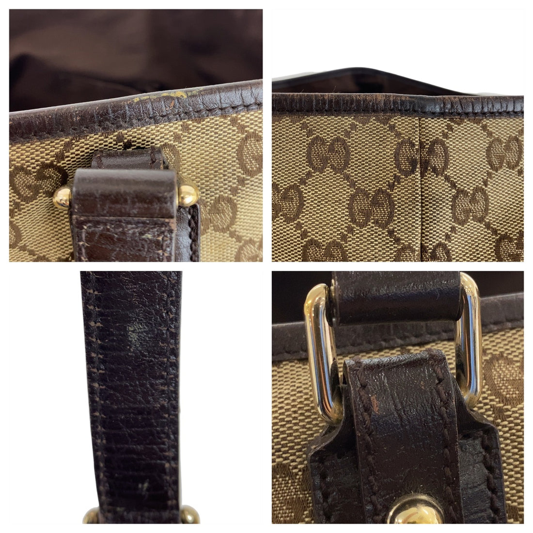 Gucci GG Canvas Leather Tote Bag