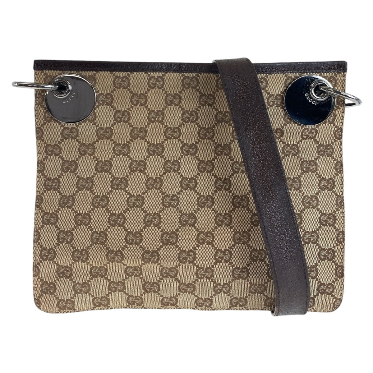 Gucci Brown GG Canvas Leather Shoulder Bag