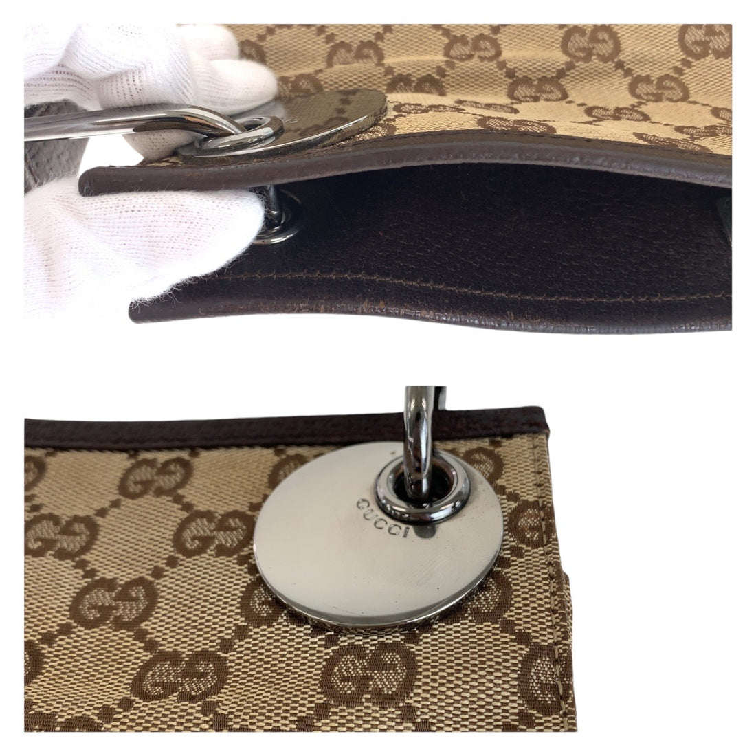 Gucci Brown GG Canvas Leather Shoulder Bag