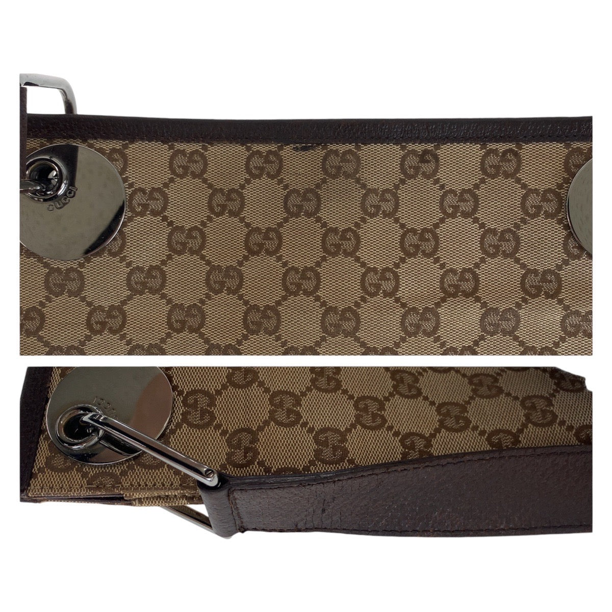 Gucci Brown GG Canvas Leather Shoulder Bag