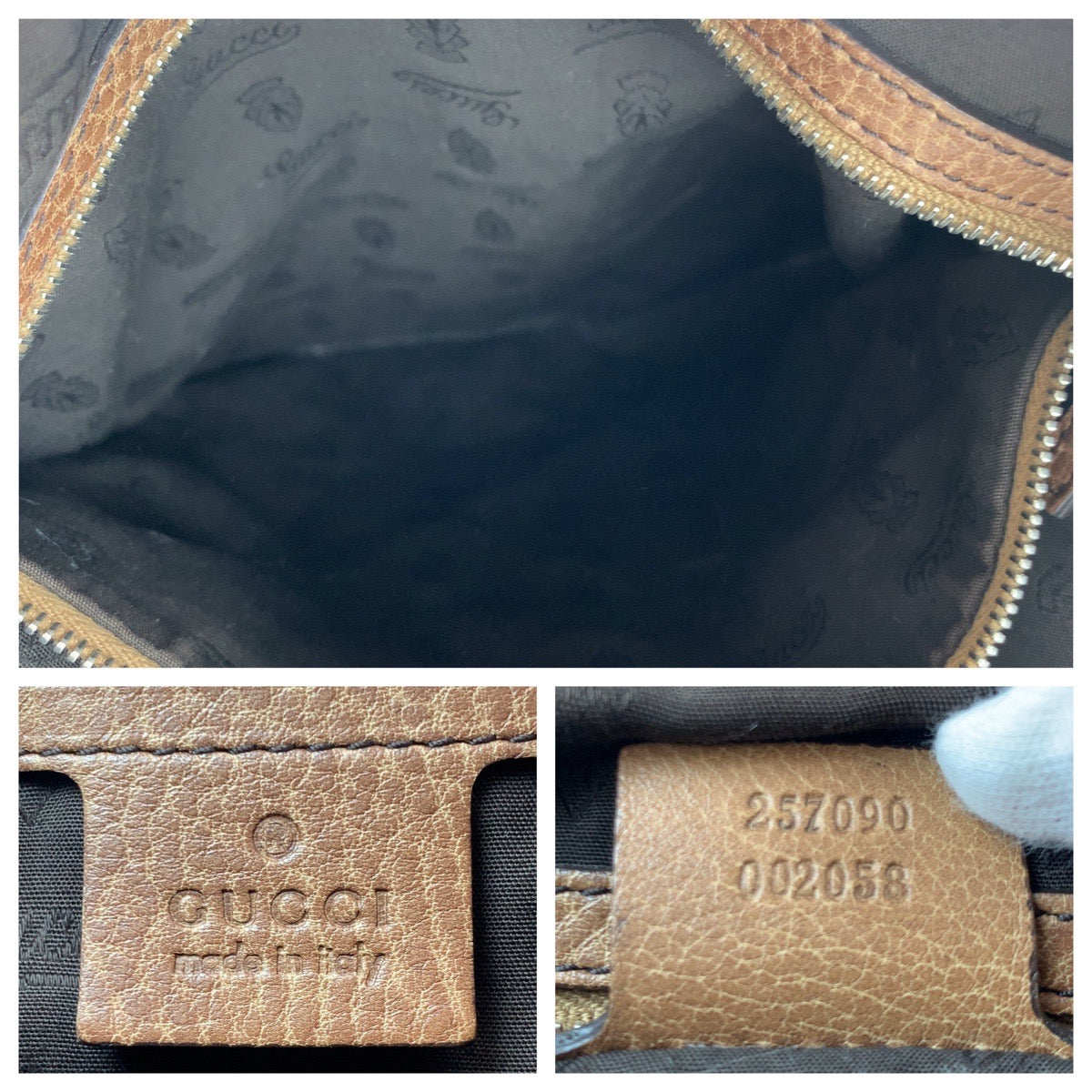 Gucci Bamboo GG Canvas Leather Shoulder Bag in Very Good Condition