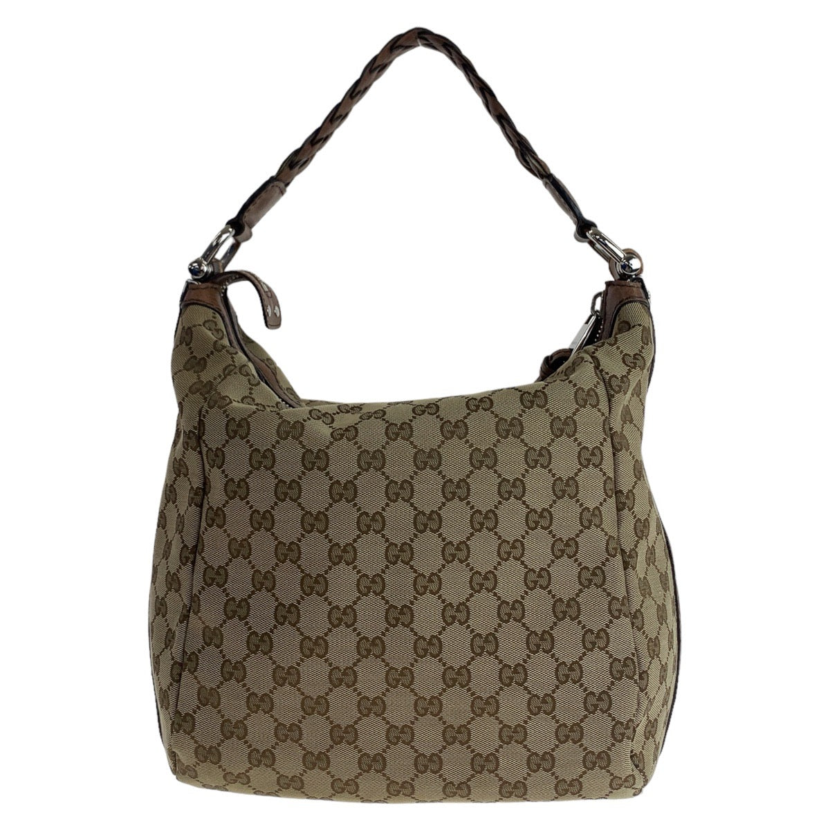 Gucci Bamboo GG Canvas Leather Shoulder Bag in Very Good Condition