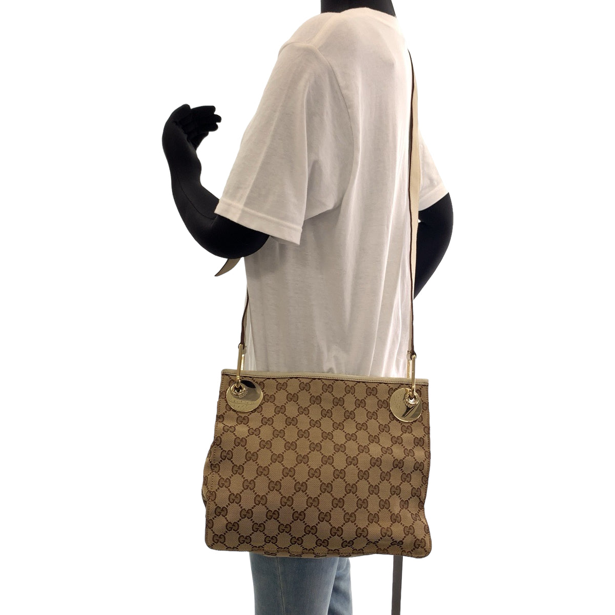 Gucci GG Canvas Shoulder Bag Brown Beige