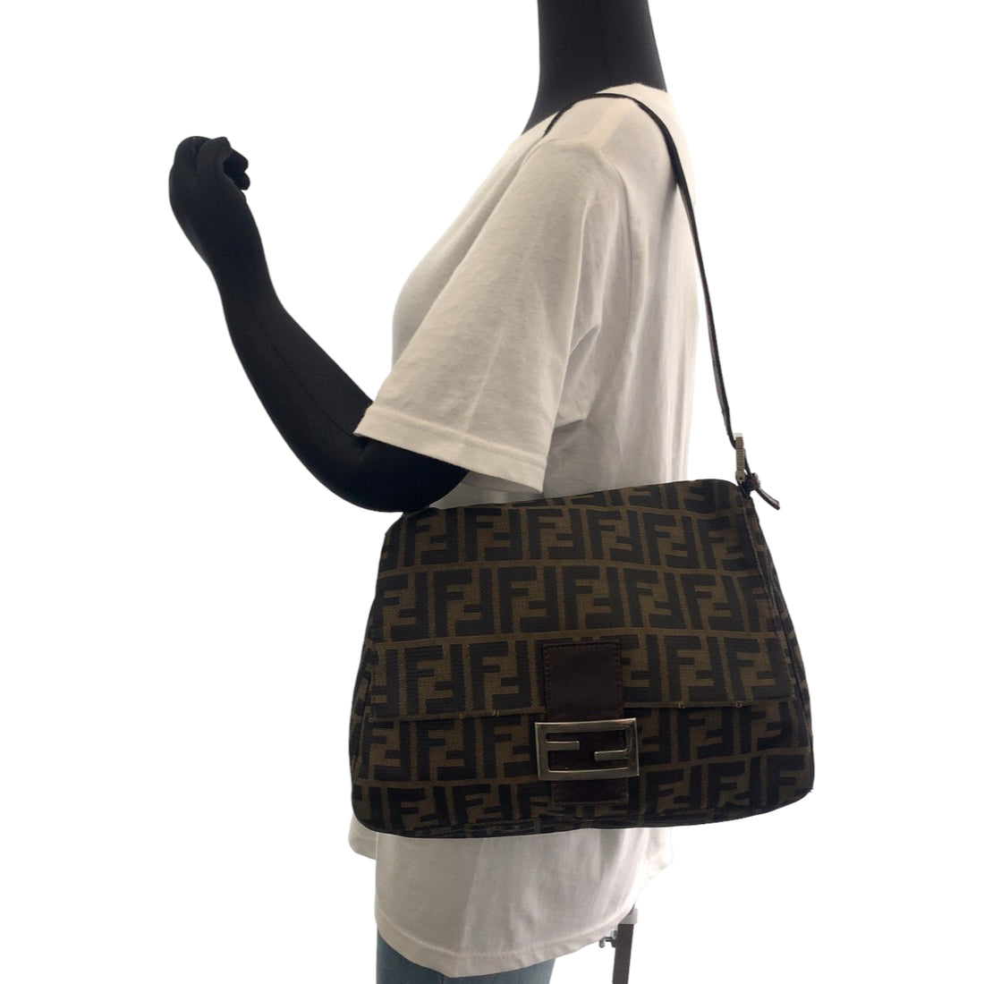 Fendi Canvas Mamma Baguette Shoulder Bag in Very Good Condition