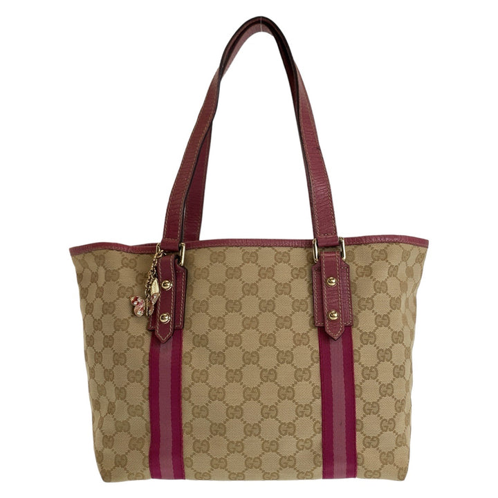 Gucci GG Canvas Leather Tote Shoulder Bag