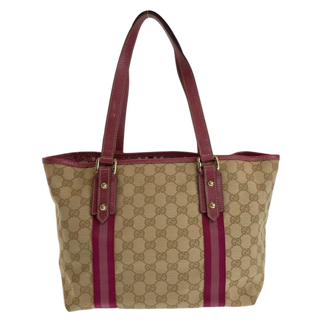 Gucci GG Canvas Leather Tote Shoulder Bag